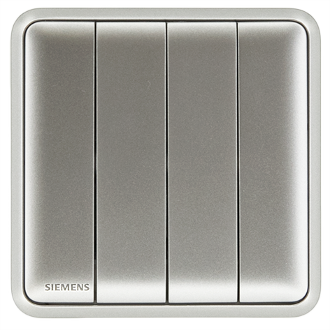 Siemens 10AX 4 Gang 1 Way Switch (silver)