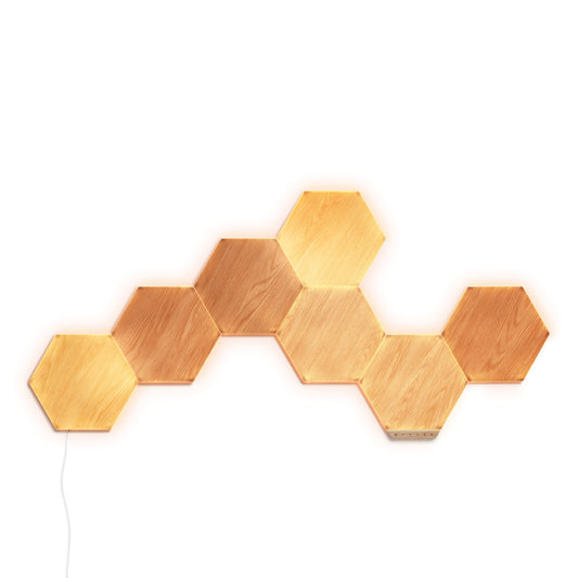 Nanoleaf Elements 木紋六角形燈板 Hexagon STARTER KIT (7 Light panels + PSU + Controller)